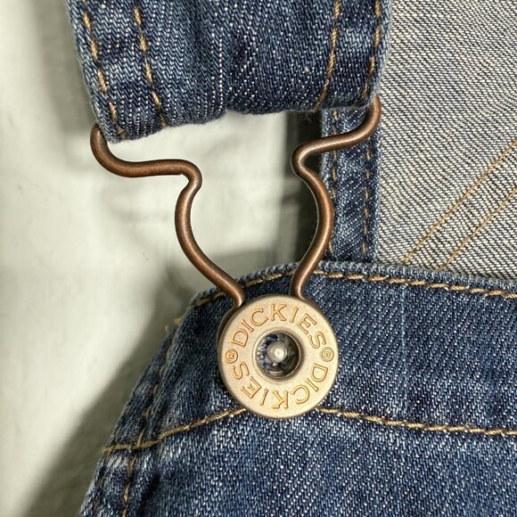 Dickies Carpenter Bib Overalls Womens Small Blue Denim Relaxed Fit Straight Leg - Picture 10 of 16